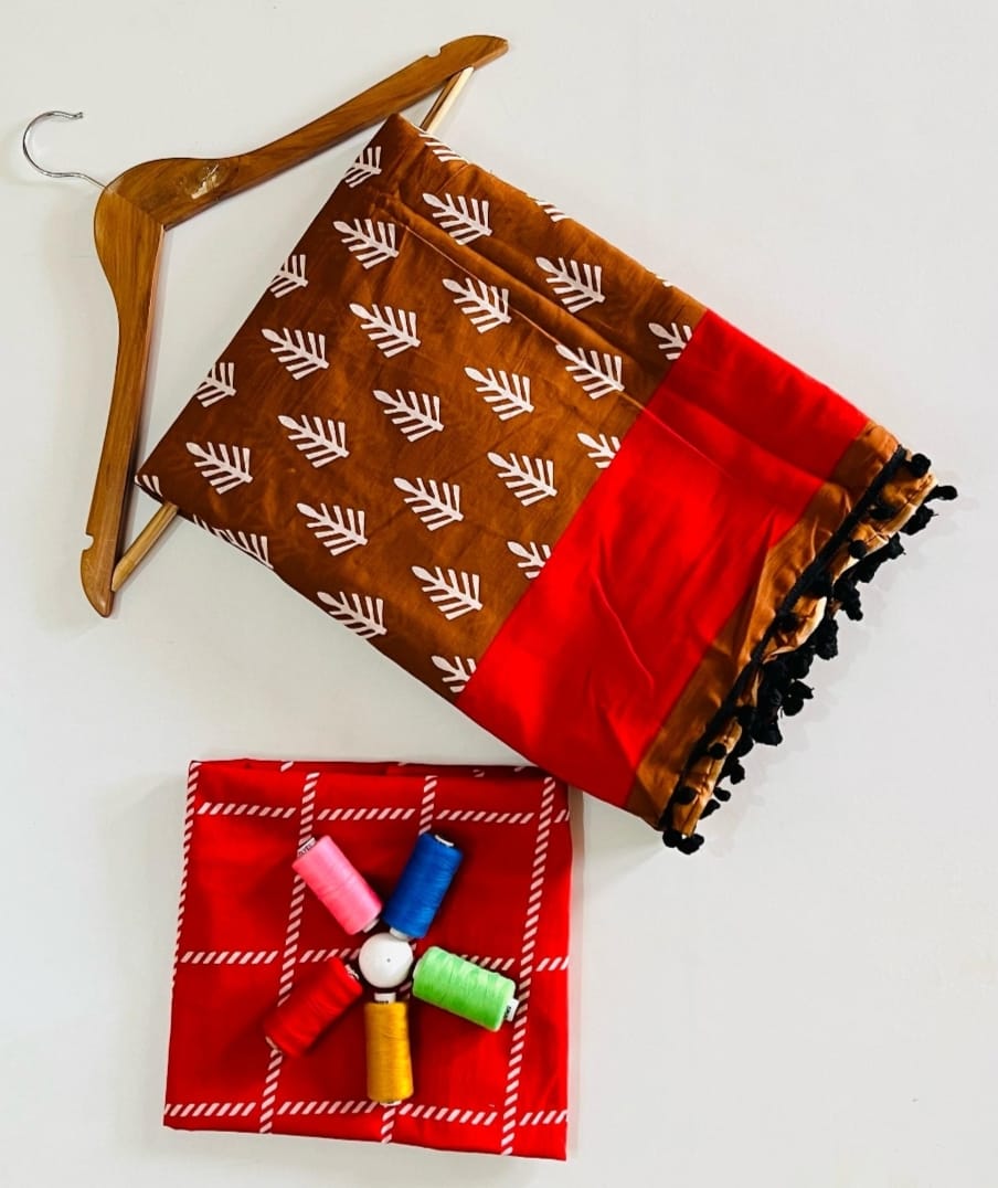 Hand block print Saree with blouse